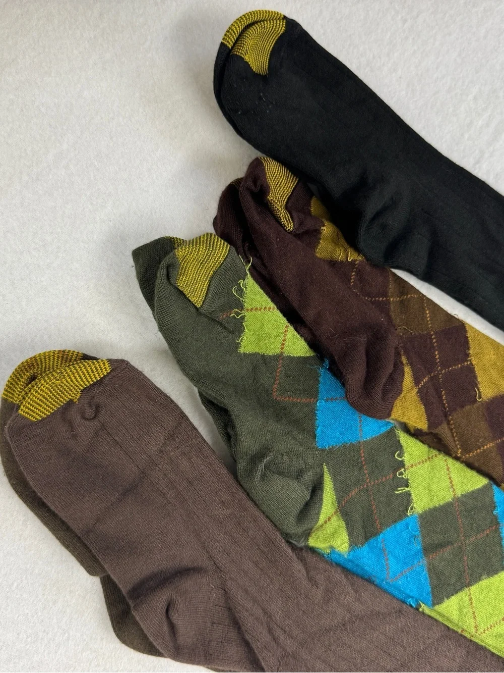 Women’s Argyle & Solid Dress Sock Set - Brown, Olive, Blue, Black